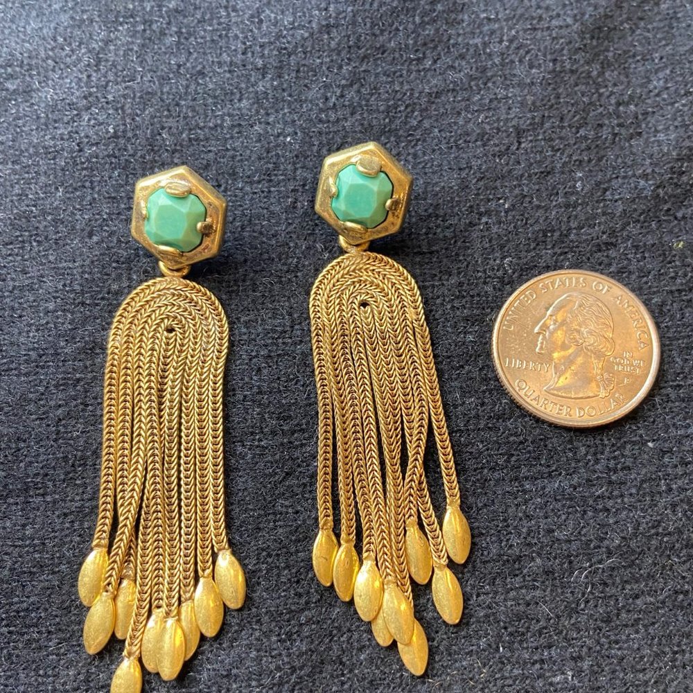 Stella & Dot 2-in-1 Green Odeon Chandelier Earrings